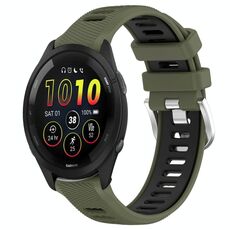 Cinturino in silicone con fibbia in acciaio bicolore per Garmin xDfind Sports da 20 mm (verde militare + nero)
