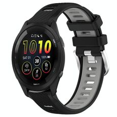 Cinturino in silicone con fibbia in acciaio bicolore per Garmin xDfind Sports da 20 mm (nero + grigio)