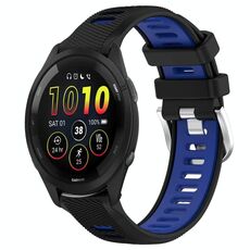 Cinturino in silicone con fibbia in acciaio bicolore per Garmin xDfind Sports da 20 mm (nero + blu)