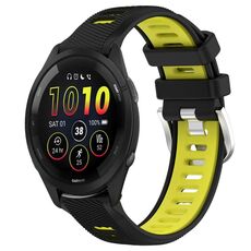Cinturino in silicone con fibbia in acciaio bicolore per Garmin xDfind Sports da 20 mm (nero + verde lime)