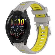 Cinturino in silicone con fibbia in acciaio bicolore per Garmin xDfind Sports da 20 mm (grigio+giallo)