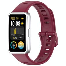 Cinturino per orologio in silicone lucido xDfind con bottone a pressione per Huawei Band 10/9/8 (rosso vino)