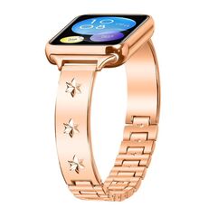 Per Xiaomi Mi Band 8 Pro / Redmi Watch 4, cinturino in metallo con motivo a fiocchi di neve (oro rosa)