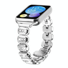 Per Xiaomi Mi Band 8 Pro / Redmi Watch 4, cinturino in metallo con fibbia a farfalla e piccoli diamanti quadrati (argento)