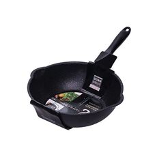 Padella antiaderente per uso domestico con fondo spesso in pietra Maifan Padella antiaderente per uso domestico, colore: 26 cm nero senza coperchio