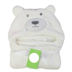 Asciugamano da bagno con cappuccio a forma di animale del bambino, dimensioni: 100 × 75 cm (orso bianco)