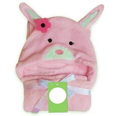 Asciugamano da bagno con cappuccio a forma di animale del bambino, dimensioni: 100 × 75 cm (coniglio rosa)