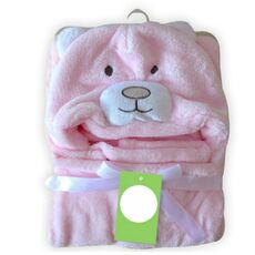 Asciugamano da bagno con cappuccio a forma di animale del bambino, dimensioni: 100 × 75 cm (orso rosa)