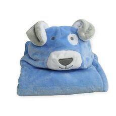 Asciugamano da bagno con cappuccio a forma di animale del bambino, dimensioni: 100 × 75 cm (cane blu)