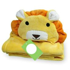 Asciugamano da bagno con cappuccio a forma di animale del bambino, dimensioni: 100 × 75 cm (leone giallo)