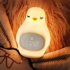 Creativo multifunzionale pinguino silicone simpatici fagioli sveglia bambini che dormono LED sveglia elettronica (luce gialla)