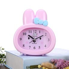 3 PC Orologi da casa per uso quotidiano Sveglia creativa per bambini coniglietto dei cartoni animati (rosa)
