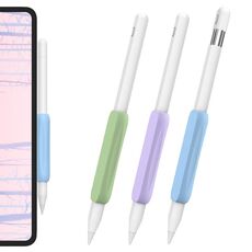 Per Apple Pencil USB-C / 2 AhaStyle PT113-3 3 pezzi Impugnatura in silicone per penna (viola + azzurro + verde)