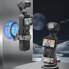 Supporto per teleprompter per smartphone DJI Osmo Pocket 3 BRDRC con morsetto da tavolo e supporto per slitta a freddo (grigio scuro)
