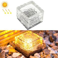Lampada decorativa da giardino con luce interrata a LED in vetro temperato quadrato ad energia solare IP55 Impermeabile ， Dimensioni: 7 x 7 x 5 cm (bianco caldo)