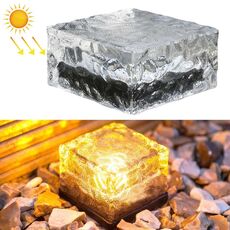 Lampada per decorazione da giardino con luce interrata a LED quadrato in vetro temperato quadrato ad energia solare IP55 impermeabile ， Dimensioni: 10 x 10 x 5,2 cm (bianco caldo)