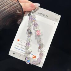 Catena per cellulare con cristalli a forma di sfera di diamante (viola)