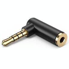 Connettore adattatore audio maschio-femmina TRRS da 3,5 mm ad angolo retto JUNSUNMAY (nero)
