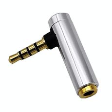 Connettore adattatore audio maschio-femmina TRRS da 3,5 mm ad angolo retto JUNSUNMAY (argento)