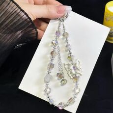 Bracciale con perline di cristallo e nappa a farfalla tridimensionale (viola)