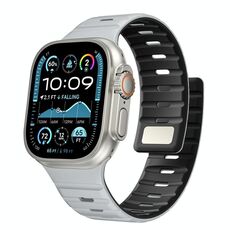 Cinturino magnetico in silicone Norman per Apple Watch 46 mm / 49 mm / 45 mm / 44 mm (grigio chiaro e nero)