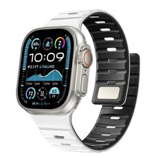 Cinturino magnetico in silicone Norman per Apple Watch 46 mm / 49 mm / 45 mm / 44 mm (bianco e nero)