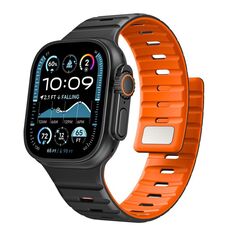 Cinturino magnetico in silicone Norman per Apple Watch 42 mm / 41 mm / 40 mm / 38 mm (nero arancione)