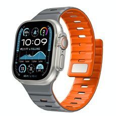 Cinturino magnetico in silicone Norman per Apple Watch 42 mm / 41 mm / 40 mm / 38 mm (grigio arancione)