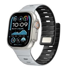 Cinturino magnetico in silicone Norman per Apple Watch 42 mm / 41 mm / 40 mm / 38 mm (grigio chiaro e nero)