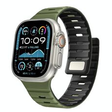 Cinturino magnetico in silicone Norman per Apple Watch 42 mm / 41 mm / 40 mm / 38 mm (verde militare nero)