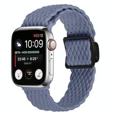 Cinturino elastico intrecciato con fibbia magnetica per Apple Watch da 46 mm / 49 mm / 45 mm / 44 mm (grigio blu)