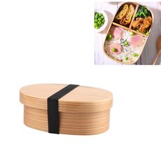 Bento Box portatile per la protezione dell'ambiente da tavola in legno, stile: singolo strato (colore legno)