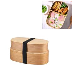 Bento Box portatile per la protezione dell'ambiente da tavola in legno, stile: doppio strato (colore legno)