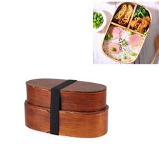 Bento Box portatile per la protezione dell'ambiente da tavola in legno, stile: doppio strato (colore della vernice)