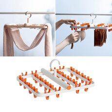 Pieghevole multifunzionale stendibiancheria Calzini Intimo Clip Holder (Bianco Arancione)