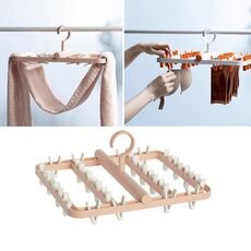 Pieghevole multifunzionale stendibiancheria calze porta clip intimo (rosa bianco)