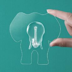 Gancio da parete impermeabile per cucina, bagno, elefante creativo (trasparente)
