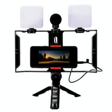 Kit video per smartphone con luce di riempimento a LED e microfono, streaming live mobile all-in-one (AY-49X)
