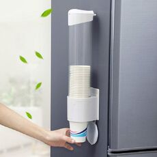 Portabicchieri monouso per uso domestico Scaffale a parete Pratico portabicchieri automatico antipolvere, specifica: grande bianco