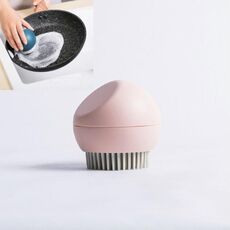Spazzola per pentola con supporto sferico Spazzola per pulizia in silicone da cucina Spazzola per decontaminazione domestica (rosa ciliegia)