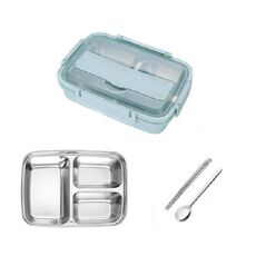 SSGP Porta Pranzo Scomparto Porta Pranzo Porta Pranzo Studente Porta Pranzo Portatile, 3 Griglie Con Cucchiaio Bacchette (Nero)