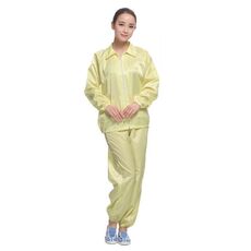 Risvolto spaccato antistatico Abbigliamento senza polvere Abbigliamento protettivo per alimenti a strisce, taglia: XXXXL (giallo)