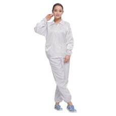 Indumenti senza polvere con risvolto spaccato antistatico Abbigliamento protettivo per alimenti a strisce, taglia: XXXXXL (bianco)