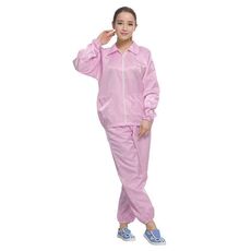 Risvolto con spacco antistatico Abbigliamento senza polvere Abbigliamento protettivo per alimenti a strisce, taglia: XXXXXL (rosa)