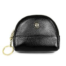 2027 Borsa a portafoglio con cerniera in pelle da donna doppia tasca piccola borsa a conchiglia (nera)
