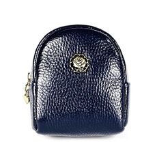 2028 Borsetta portafogli in pelle con cerniera portatile piccola borsa per cosmetici da donna (blu scuro)