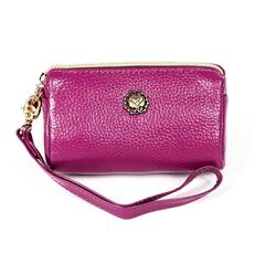 2033 Borsa per cosmetici portatile in pelle con cerniera portatile da donna piccola con cordino (viola)