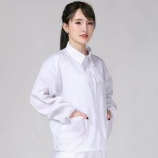 Tuta da lavoro antistatica, corta, antipolvere, con risvolto, taglia: XXXL (bianco)