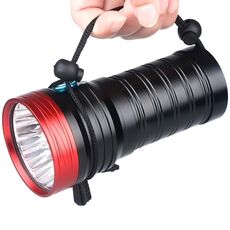 3 marce, DB18 18xT6, flusso luminoso: torcia a LED 5400lm, con 4 batterie 18650 (rosso nero)