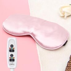 Maschera per gli occhi per dormire in moxa di seta riscaldante con ricarica USB (rosa)